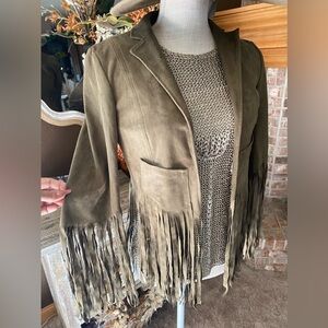 Vakko Sport Fringe Suede Jacket